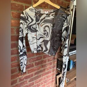 Bailey Rose Y2K Marble Mesh Top S